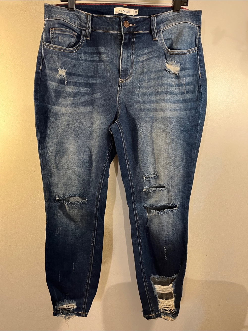 Cello Women's Dark Blue Distressed Skinny Jeans
